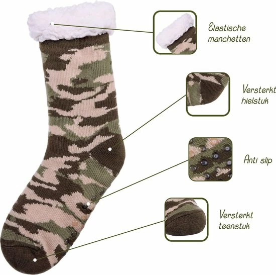 JAXY - Huissokken Dames - Verwarmde Sokken - Anti Slip Sokken - Huissokken - Bedsokken - Warme Sokken - Kerstcadeau Voor Vrouwen - Thermosokken - Dikke Sokken - Fluffy Sokken - Kerstsokken Dames En Heren - Camouflage Groen 6 JAXY - Huissokken Dames - Verwarmde Sokken - Anti Slip Sokken - Huissokken - Bedsokken - Warme Sokken - Kerstcadeau Voor Vrouwen - Thermosokken - Dikke Sokken - Fluffy Sokken - Kerstsokken Dames En Heren - Camouflage Groen - Afbeelding 4