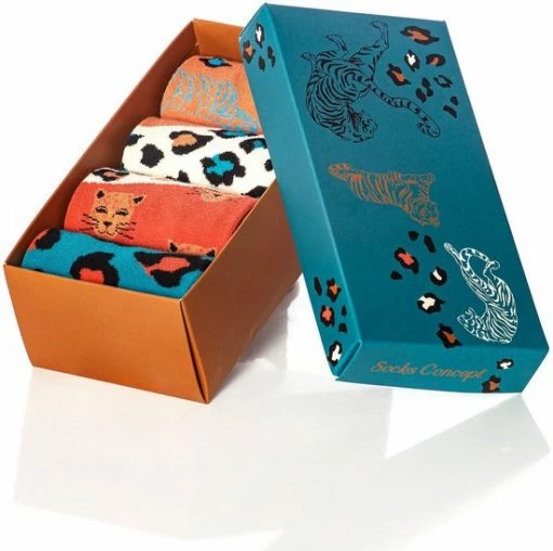 Merkloos Shiva Mode Luipaard Sokken Giftbox | 4 Pack | Maat 36-40 | Vrolijke Ontwerp | Naadloos | Gift - Cadeau -Beenmode Verkoop 550x548 10