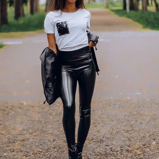 Merkloos Thermolegging - Legging Dames Volwassenen - Winter Warm - Leather Leggings - L/XL 5 Merkloos Thermolegging - Legging Dames Volwassenen - Winter Warm - Leather Leggings - L/XL - Afbeelding 3