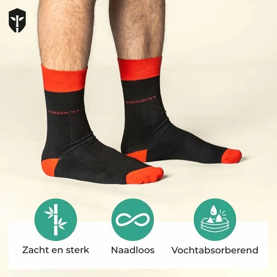 SQQUADD Bamboo Wear SQQUADD® Bamboe Sokken Dames En Heren - Unisex - Maat 47-50 - Naadloos En Duurzaam - Tegen Zweetvoeten - Bamboo - Zwart/Rood 5 SQQUADD Bamboo Wear SQQUADD® Bamboe Sokken Dames En Heren - Unisex - Maat 47-50 - Naadloos En Duurzaam - Tegen Zweetvoeten - Bamboo - Zwart/Rood - Afbeelding 3