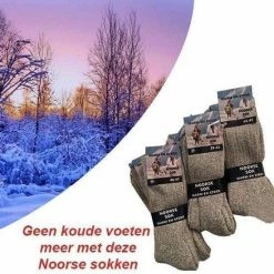 Merkloos Socke - 1 Paar Noorse Sokken Winter Sokken Maat 39/42 Unisex Maat 39/42 - Werksokken - Wandelsokken - Wollen Sokken