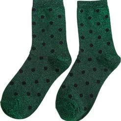 Merkloos Glittersokken T/m Maat 43 – Groen - Zwart - Stippen - Glitter