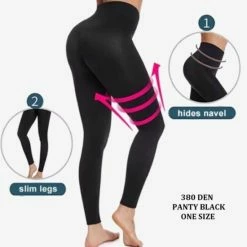 Merkloos Ruinur Dames Thermo Legging - Shaping Legging - Naadloos - Thermo Broek - 380-Den Panty - Maat M/ L/XL (38-42) - Zwart