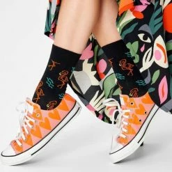 Happy Socks Flamingo - Sokken Dames - Zwart - Maat 36-40 -Beenmode Verkoop 550x566 2