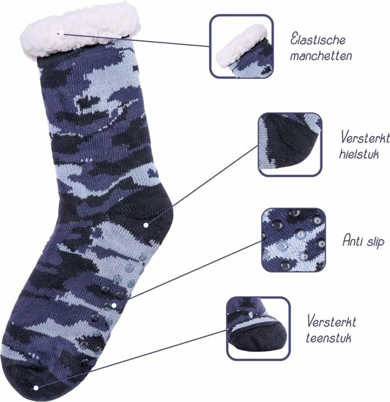 JAXY - Huissokken Dames - Verwarmde Sokken - Anti Slip Sokken - Huissokken - Bedsokken - Warme Sokken - Kerstcadeau Voor Vrouwen - Thermosokken - Dikke Sokken - Fluffy Sokken - Kerstsokken Dames En Heren - Camouflage Blauw 6 JAXY - Huissokken Dames - Verwarmde Sokken - Anti Slip Sokken - Huissokken - Bedsokken - Warme Sokken - Kerstcadeau Voor Vrouwen - Thermosokken - Dikke Sokken - Fluffy Sokken - Kerstsokken Dames En Heren - Camouflage Blauw - Afbeelding 4