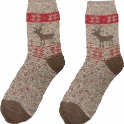 Merkloos Damessokken Alpaka Wol - Rendier Bruin - Ecologisch - Maat 39-42 - Wintersokken