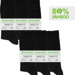 Merkloos Duurzaam Bamboe Sokken - Naadloos - Maat 43-46 - Bamboe 80% - 6 Paar - Zwart - Unisex -Beenmode Verkoop 550x578 1