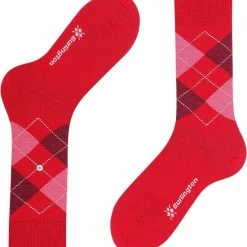 Burlington Marylebone Versterkte Dames Sokken Met Patroon Ademende Warme Dikke Kleurrijke Geruit ONE-SIZE-FITS-ALL Als Een Geschenk Wol Rood Dames Sokken - Maat 36-41 -Beenmode Verkoop 550x578