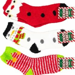 Merkloos Kerst Sokken - Set Van 3 Paar Fluffy Sokken - Wit/rood/groen - Maat 37/42 -Beenmode Verkoop 550x590 1
