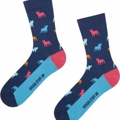 Merkloos Vrolijke Sokken Katten Blauw Maat 40 - 45