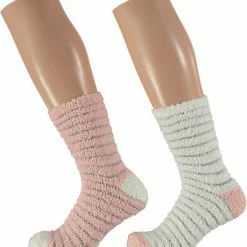 Bedsokken Dames | Roze|Wit| One Size | Slaapsokken | Warme Sokken Dames | Winter Sokken | Bedsokken Dames Maat 39 42 | Fluffy Sokken | Warme Sokken | Bedsokken | Fleece Sokken | Apollo