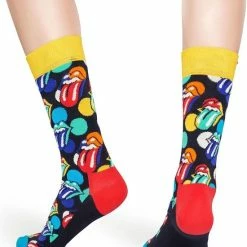 Happy Socks X Rolling Stones Big Licks Sok | Blauw Met Geel En Rood | Voor De Echte Rolling Stones Fan | Maat 36-40 -Beenmode Verkoop 550x609 2