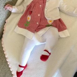 Baby Emporio Baby Meisje Maillot Leggings-maat 12-24 Maanden-rood-anti-slip Zooltjes-katoen -Beenmode Verkoop 550x617