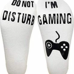 Merkloos Game Sokken Met Tekst "Do Not Disturb, I'm Gaming" - Wit - Maat 38 - 42
