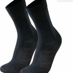 Merkloos 2-Pack Zachte Dunne Merino Wollen Sokken S15 - Unisex - Zwart - Maat 39-42