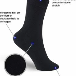 Jacob & Roy's 6 Paar Zwarte Sokken - Heren & Dames - Maat 47-50 - Naadloos -Beenmode Verkoop 550x650 1