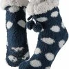 Apollo Dames Anti-slip Fleece Huissokken/slofsokken One Size Zwart Met Witte Stippen -Beenmode Verkoop 550x653