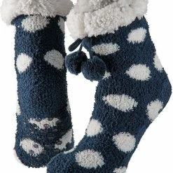 Apollo Dames Anti-slip Fleece Huissokken/slofsokken One Size Zwart Met Witte Stippen