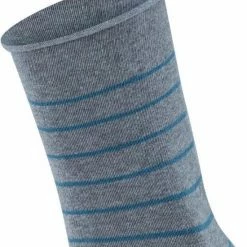 FALKE Happy Stripe 2-Pack Zacht Met Motief Versterkt Hoogwaardig Mid-rise Robuust Ademend Dekkend Set Kort Gestreept Katoen Multipack Grijs Dames Sokken - Maat 35-38 -Beenmode Verkoop 550x657