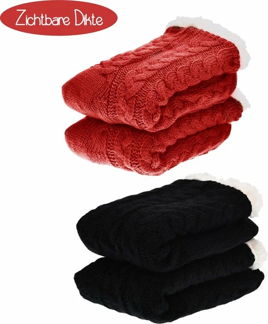 JAXY Huissokken - Huissokken Dames En Heren - Verwarmde Sokken - Anti Slip Sokken - Fleece Sokken - Dikke Sokken - Fluffy Sokken - Slofsokken - Warme Sokken - Bedsokken - Gevoerde Sokken - Winter Sokken - 2 Paar - Zwart En Rood 4 JAXY Huissokken - Huissokken Dames En Heren - Verwarmde Sokken - Anti Slip Sokken - Fleece Sokken - Dikke Sokken - Fluffy Sokken - Slofsokken - Warme Sokken - Bedsokken - Gevoerde Sokken - Winter Sokken - 2 Paar - Zwart En Rood - Afbeelding 2