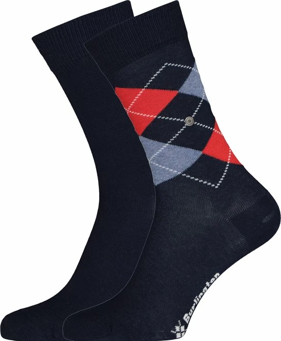Burlington Everyday Damessokken (2-pack) - Katoen - Marine Blauw En Geruit - Maat: 36-41 3 Burlington Everyday Damessokken (2-pack) - Katoen - Marine Blauw En Geruit - Maat: 36-41