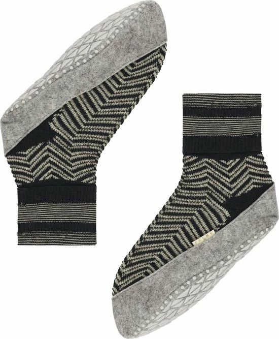 FALKE Cosyshoe Herringbone Slofsok Lang Met Patroon Met Anti-slip Noppen Gestreept Maagdelijke Wol Zwart Dames Sokken - Maat 41-42 7 FALKE Cosyshoe Herringbone Slofsok Lang Met Patroon Met Anti-slip Noppen Gestreept Maagdelijke Wol Zwart Dames Sokken - Maat 41-42 - Afbeelding 5