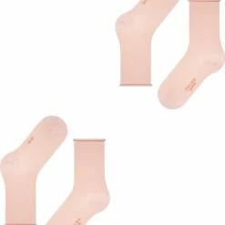 FALKE Happy 2-Pack Zacht Zonder Motief Versterkt Hoogwaardig Mid-rise Robuust Ademend Dekkend Set Katoen Multipack Roze Dames Sokken - Maat 39-42 -Beenmode Verkoop 550x668 1