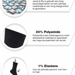 Jacob & Roy's 6 Paar Zwarte Sokken - Heren & Dames - Maat 47-50 - Naadloos -Beenmode Verkoop 550x687 8
