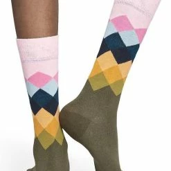 Happy Socks Faded Diamond Sokken - Bruin/Roze - Maat 36-40 -Beenmode Verkoop 550x703 1