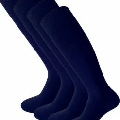 4 Paar Kniekousen - SQOTTON - Naadloos - Marineblauw - Maat 35-38
