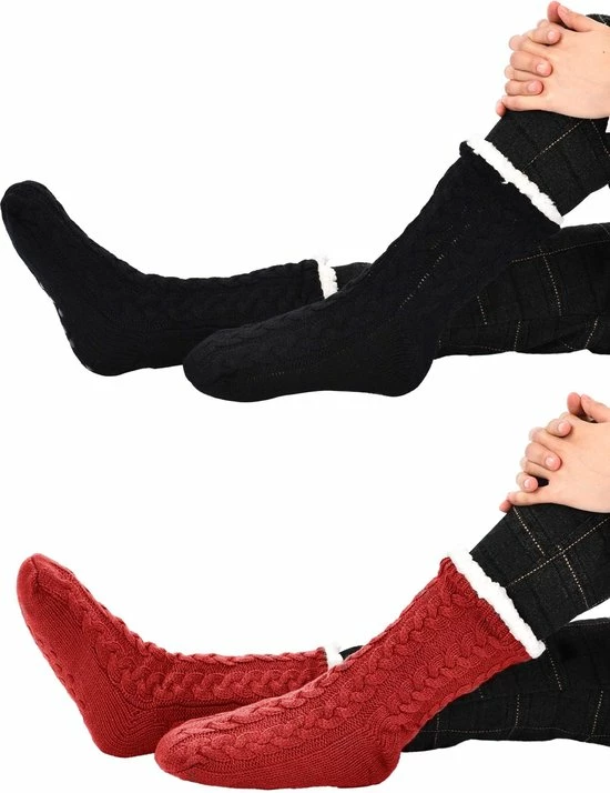 JAXY Huissokken - Huissokken Dames En Heren - Verwarmde Sokken - Anti Slip Sokken - Fleece Sokken - Dikke Sokken - Fluffy Sokken - Slofsokken - Warme Sokken - Bedsokken - Gevoerde Sokken - Winter Sokken - 2 Paar - Zwart En Rood 8 JAXY Huissokken - Huissokken Dames En Heren - Verwarmde Sokken - Anti Slip Sokken - Fleece Sokken - Dikke Sokken - Fluffy Sokken - Slofsokken - Warme Sokken - Bedsokken - Gevoerde Sokken - Winter Sokken - 2 Paar - Zwart En Rood - Afbeelding 6