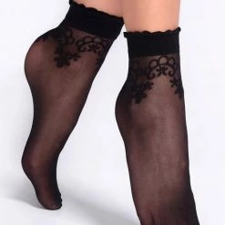 2 Pack Gabriella Pantysokjes Bea 20DEN Met Patroon, One Size, Zwart