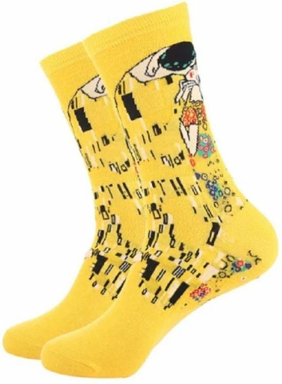 Winkrs - Hippe Kunstsokken - De Kus - Geel - Sokken Maat 39-43 3 Winkrs - Hippe Kunstsokken - De Kus - Geel - Sokken Maat 39-43