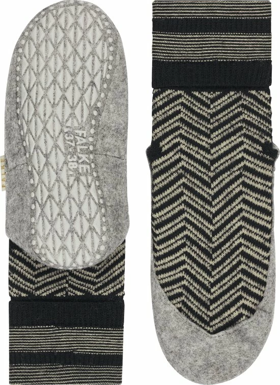 FALKE Cosyshoe Herringbone Slofsok Lang Met Patroon Met Anti-slip Noppen Gestreept Maagdelijke Wol Zwart Dames Sokken - Maat 41-42 6 FALKE Cosyshoe Herringbone Slofsok Lang Met Patroon Met Anti-slip Noppen Gestreept Maagdelijke Wol Zwart Dames Sokken - Maat 41-42 - Afbeelding 4