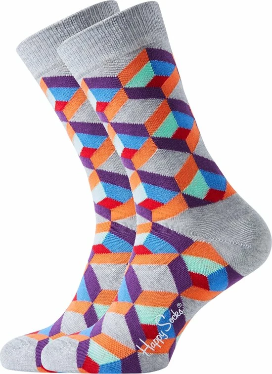 Happy Socks Sokken - Optic Square Sock Grijs Met Kleur - Unisex - Maat: 36-40 4 Happy Socks Sokken - Optic Square Sock Grijs Met Kleur - Unisex - Maat: 36-40 - Afbeelding 2