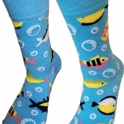 Merkloos Verjaardag Cadeau - Grappige Sokken - Tropische Vissen Sokken - Leuke Sokken - Vrolijke Sokken – Valentijn Cadeau - Luckyday Socks - Cadeau Sokken - Socks Waar Je Happy Van Wordt – Maat 35-38