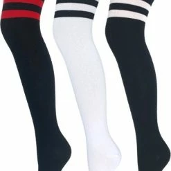 SQOTTON 3 Paar Overknee Kousen - Katoen - Gestreept