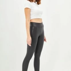 Merkloos Blueberry Leggings- Zwarte Legging Lederlook Fashion Legging Coated Legging High-Waist Dames Hoge Taille - Verhogen Legging - Leggings - Leggings - Push-Up - Up-Fit - Zwart - Maat S -Beenmode Verkoop 550x825 70